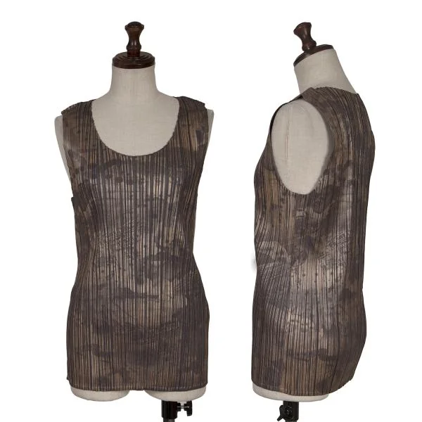 PLEATS PLEASE Pleats Foil Printed Tank Top Charcoal,Bronze 4 K-155525_001