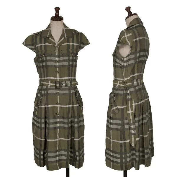 バーバリーロンドンBURBERRY LONDON シルク混ボックスプリーツ
