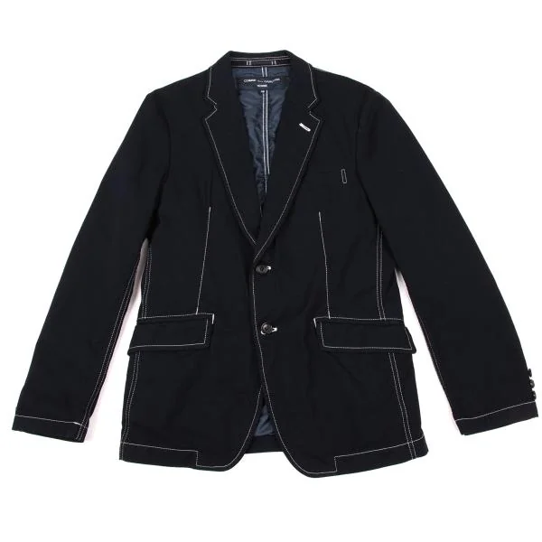 コムデギャルソン オムCOMME des GARCONS HOMME 染めナイロンステッチデザインジャケット 紺XS K-155591_001