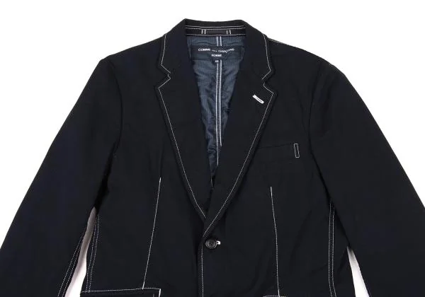 コムデギャルソン オムCOMME des GARCONS HOMME 染めナイロンステッチデザインジャケット 紺XS K-155591_002