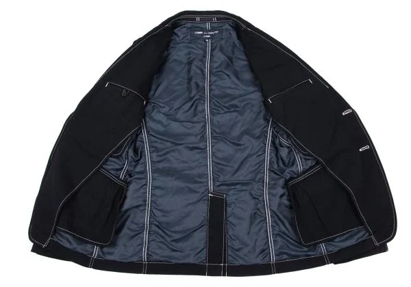 コムデギャルソン オムCOMME des GARCONS HOMME 染めナイロンステッチデザインジャケット 紺XS K-155591_012