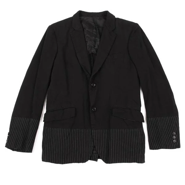 コムデギャルソン オムCOMME des GARCONS HOMME 製品染めストライプ切替デザインジャケット 黒XS K-155598_001