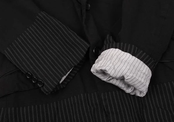 コムデギャルソン オムCOMME des GARCONS HOMME 製品染めストライプ切替デザインジャケット 黒XS K-155598_008