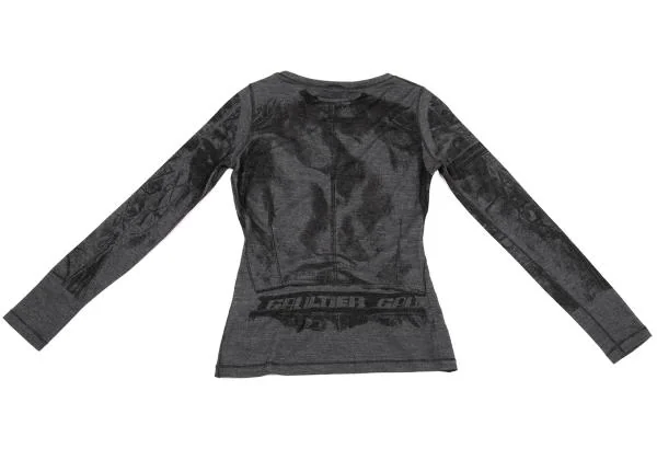 ジャンポールゴルチエ ファムJean Paul GAULTIER FEMME ウールポリかすれプリントカットソー グレー黒40 K-155665_011