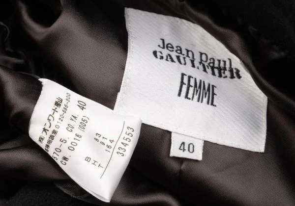 ジャンポールゴルチエ ファムJean Paul GAULTIER FEMME アンゴラウールダブルチェスターコート 黒40 K-155669_019