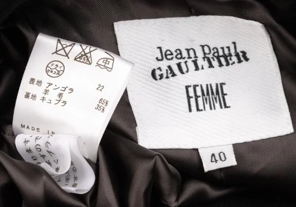 ジャンポールゴルチエ ファムJean Paul GAULTIER FEMME アンゴラウールダブルチェスターコート 黒40 K-155669_020