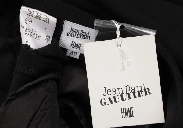 ジャンポールゴルチエ ファムJean Paul GAULTIER FEMME レーヨンポリストレッチロングスカート 黒40 K-155671_016