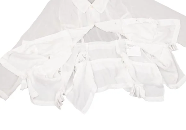 COMME des GARCONS Polyester Hem Frill See-through Blouse K-155733_013