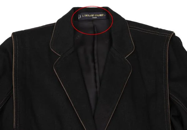 レオナールLEONARD フラワーポイント刺繍パイピングシルクジャケット 黒M位 K-155799_003