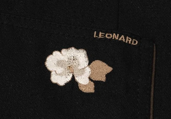 レオナールLEONARD フラワーポイント刺繍パイピングシルクジャケット 黒M位 K-155799_012