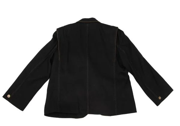 レオナールLEONARD フラワーポイント刺繍パイピングシルクジャケット 黒M位 K-155799_015