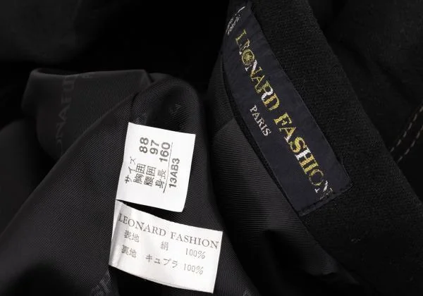 レオナールLEONARD フラワーポイント刺繍パイピングシルクジャケット 黒M位 K-155799_019