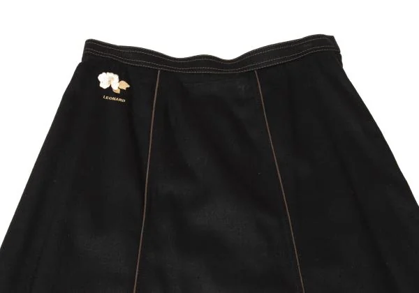 レオナールLEONARD フラワーポイント刺繍パイピングシルクセットアップ 黒M位 K-155801_015