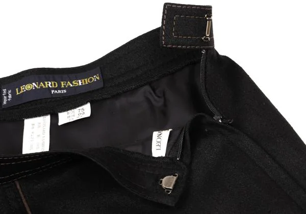 レオナールLEONARD フラワーポイント刺繍パイピングシルクセットアップ 黒M位 K-155801_016