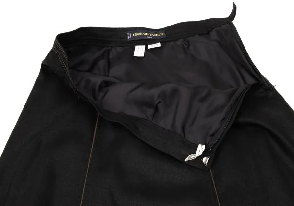 レオナールLEONARD フラワーポイント刺繍パイピングシルクセットアップ 黒M位 K-155801_017