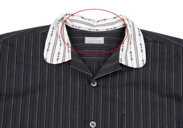 COMME des GARCONS HOMME Switching Open Collar Striped Shirt K-155824_002