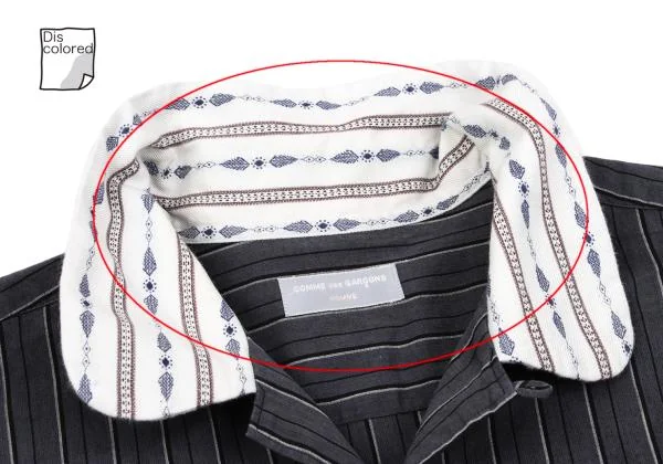 COMME des GARCONS HOMME Switching Open Collar Striped Shirt K-155824_003