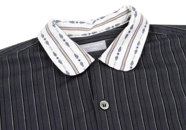 COMME des GARCONS HOMME Switching Open Collar Striped Shirt K-155824_004