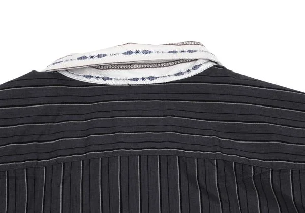COMME des GARCONS HOMME Switching Open Collar Striped Shirt K-155824_011
