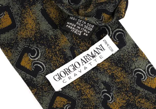 ジョルジオアルマーニ GIORGIO ARMANI 幾何学総柄ネクタイ カーキ紺他 K-155829_006