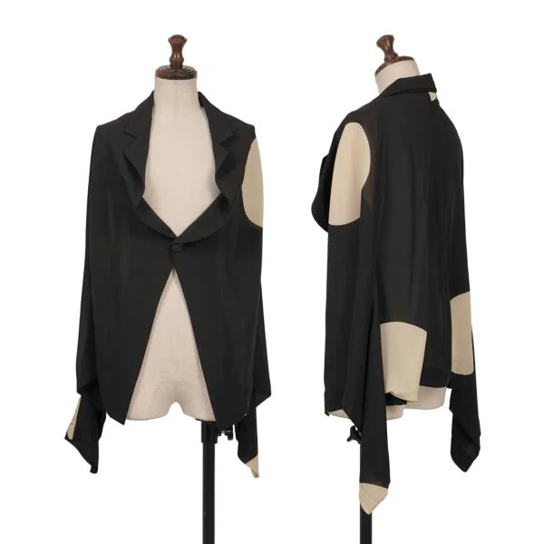 コムデギャルソンCOMME des GARCONS ポリドットプリント2WAYジャケット 黒アイボリーM K-155985_001