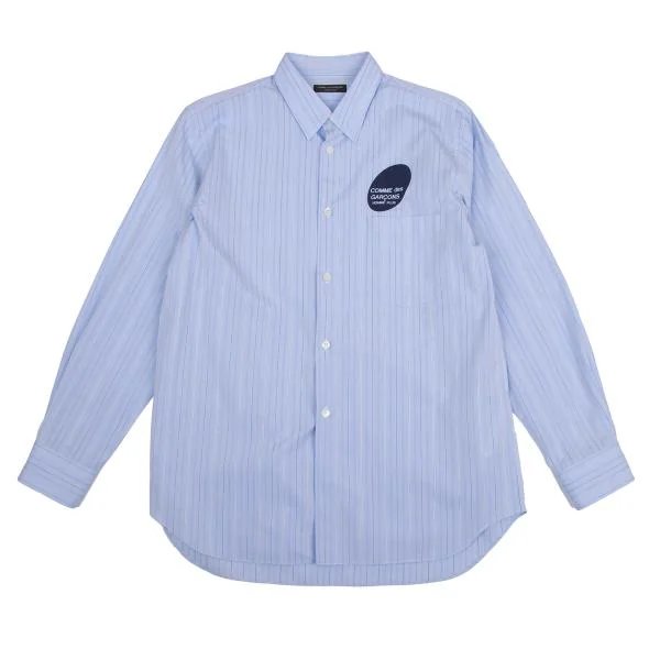 COMME des GARCONS HOMME PLUS Logo Printed Stripe Woven Shirt Sky blue S-M K-156003_001