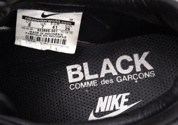ブラックコムデギャルソン×ナイキBLACK COMME des GARCONS×NIKE Blazer Low レザースニーカー 黒26cm K-156014_013