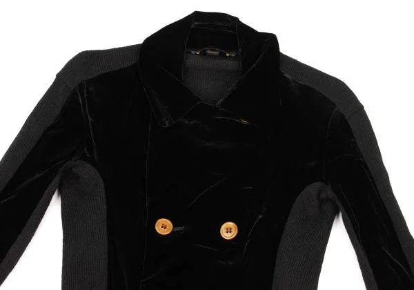 コムデギャルソンCOMME des GARCONS フロントベロアニットドッキングコート 黒S K-156095_003