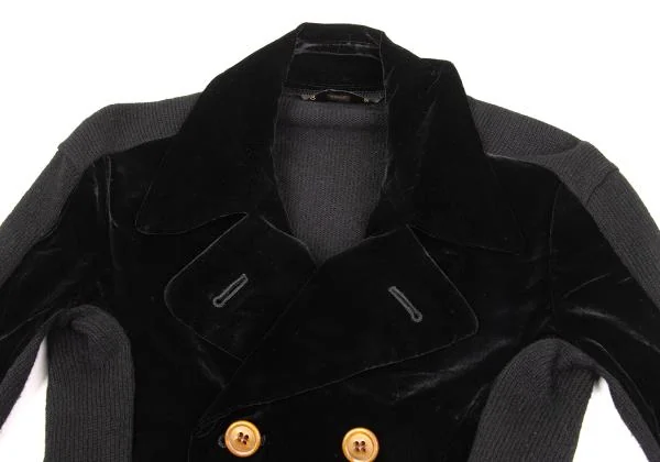 コムデギャルソンCOMME des GARCONS フロントベロアニットドッキングコート 黒S K-156095_005