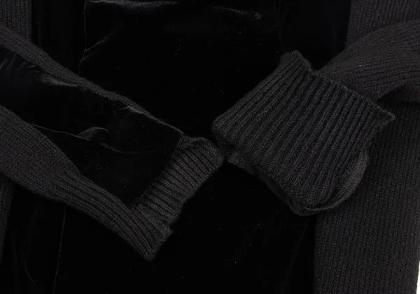 コムデギャルソンCOMME des GARCONS フロントベロアニットドッキングコート 黒S K-156095_008