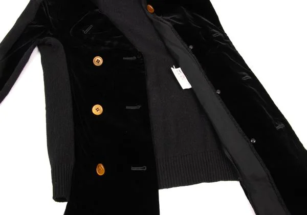 コムデギャルソンCOMME des GARCONS フロントベロアニットドッキングコート 黒S K-156095_011