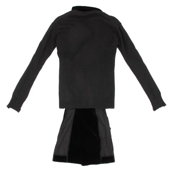 コムデギャルソンCOMME des GARCONS フロントベロアニットドッキングコート 黒S K-156095_013