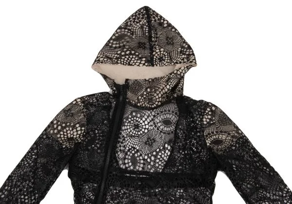 Yohji Yamamoto FEMME Lace Design Back Open Zip Hoodie K-156115_003