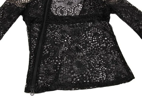 Yohji Yamamoto FEMME Lace Design Back Open Zip Hoodie K-156115_007