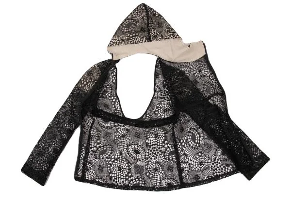 Yohji Yamamoto FEMME Lace Design Back Open Zip Hoodie K-156115_009
