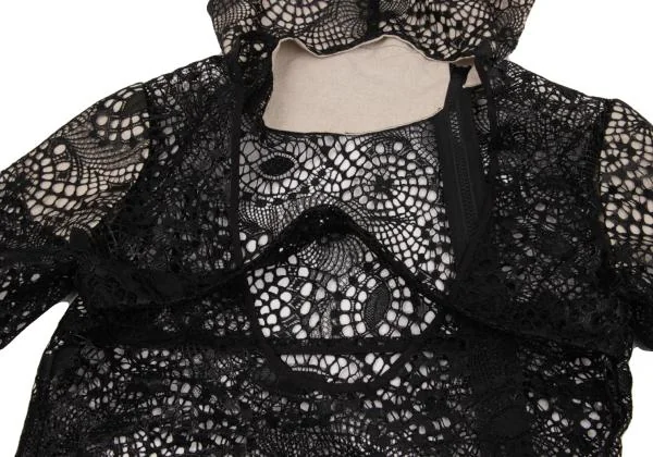Yohji Yamamoto FEMME Lace Design Back Open Zip Hoodie K-156115_011