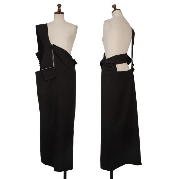 ヨウジヤマモト ファムYohji Yamamoto FEMME レーヨンギャバストラップデザインスカート 黒1 K-156125_001