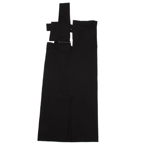 ヨウジヤマモト ファムYohji Yamamoto FEMME レーヨンギャバストラップデザインスカート 黒1 K-156125_002