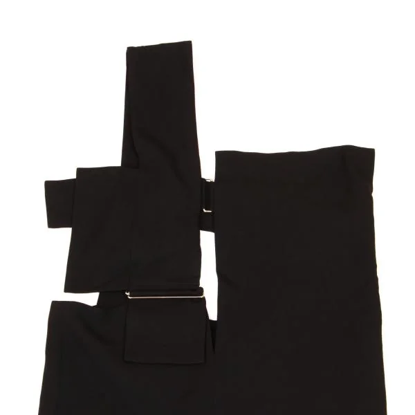 ヨウジヤマモト ファムYohji Yamamoto FEMME レーヨンギャバストラップデザインスカート 黒1 K-156125_003