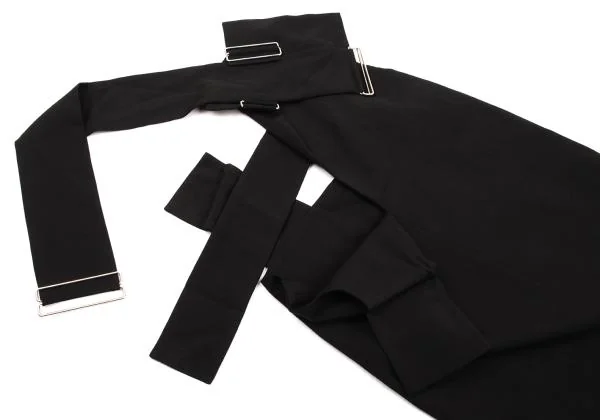 ヨウジヤマモト ファムYohji Yamamoto FEMME レーヨンギャバストラップデザインスカート 黒1 K-156125_005