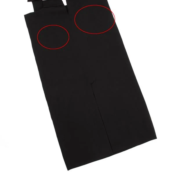 ヨウジヤマモト ファムYohji Yamamoto FEMME レーヨンギャバストラップデザインスカート 黒1 K-156125_006