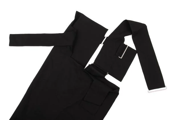 ヨウジヤマモト ファムYohji Yamamoto FEMME レーヨンギャバストラップデザインスカート 黒1 K-156125_013