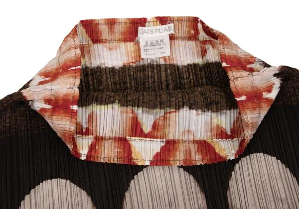 プリーツプリーズPLEATS PLEASE サイド段デザイングラフィックプリントスカート 茶マルチ3 K-156148_005