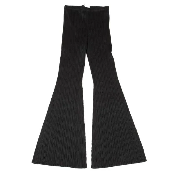 PLEATS PLEASE Pleated Bell-bottom Pants Black 2 K-156151_001