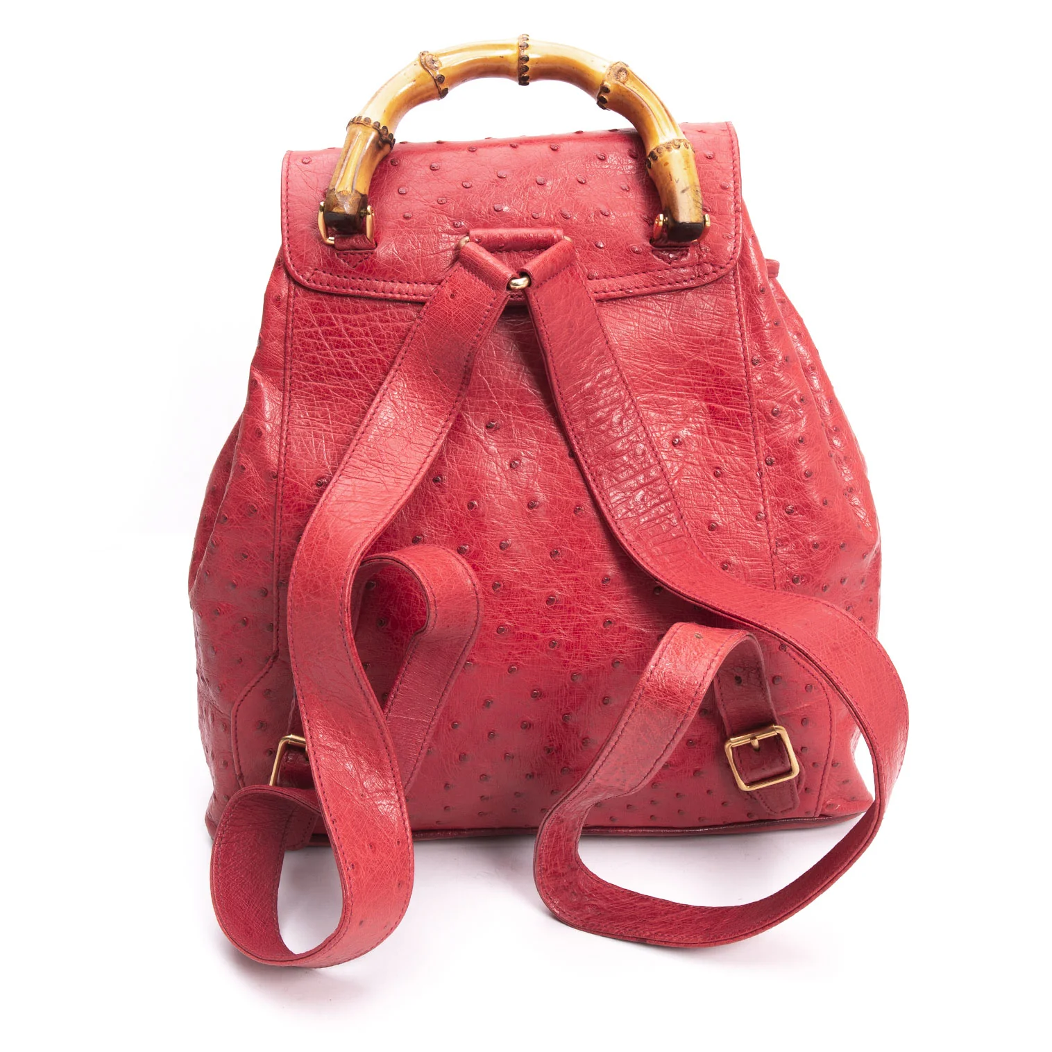 グッチGUCCI ヴィンテージオーストリッチバンブーリュック 赤