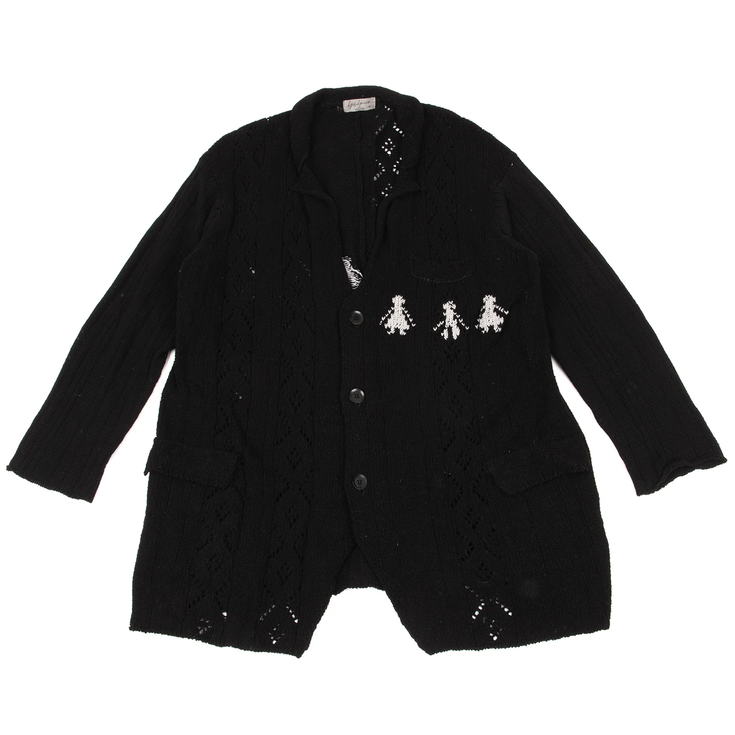 Yohji Yamamoto POUR HOMME Cotton Low Gauge Knit Jacket Black