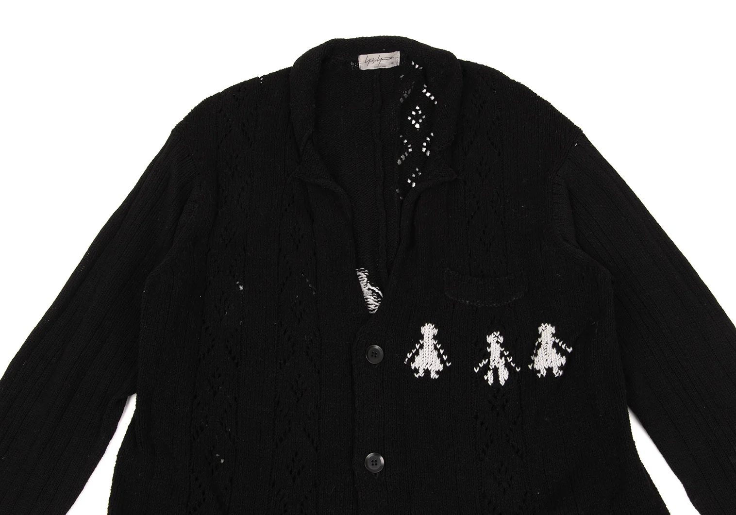 Yohji Yamamoto POUR HOMME Cotton Low Gauge Knit Jacket Black