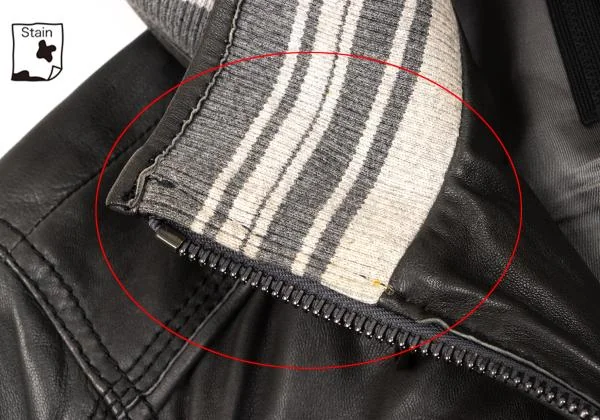 ディーアンドジーD&G ラムレザーリブ切替フーデッドジップブルゾン チャコール46 K-156291_005