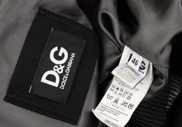 ディーアンドジーD&G ラムレザーリブ切替フーデッドジップブルゾン チャコール46 K-156291_018