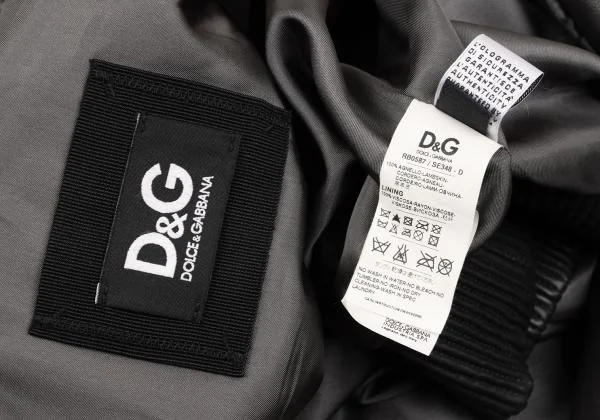 ディーアンドジーD&G ラムレザーリブ切替フーデッドジップブルゾン チャコール46 K-156291_019